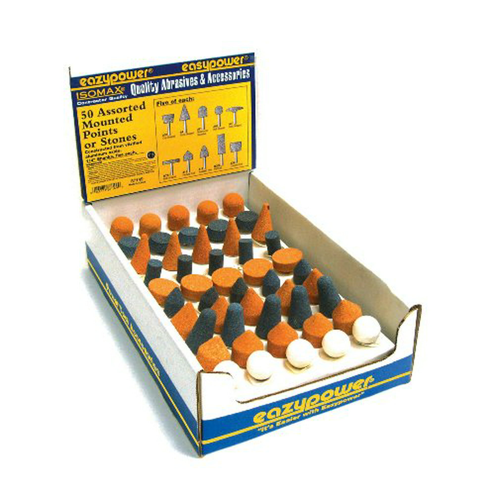 1 Setper Pack Eazypower 87149 50Piece Assorted Abrasive Mounted Points or Stones, 